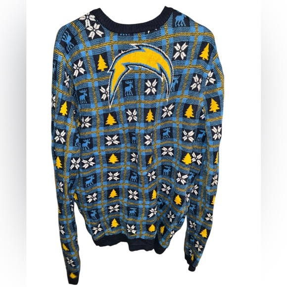 NFL Los Angeles Chargers Busy Block Snowfall Foco Ugly Sweater - Picture 3 of 10
